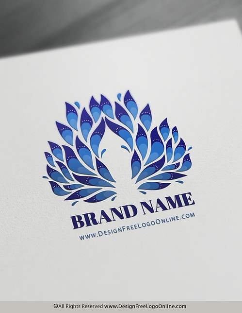 blue feathers logo design maker