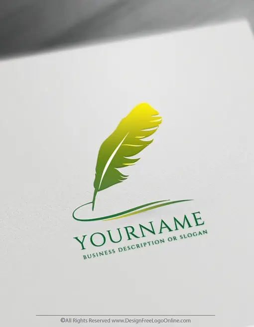 logotipos de escritores con pluma verde Plantilla de pluma verde Plantilla de logotipo de pluma