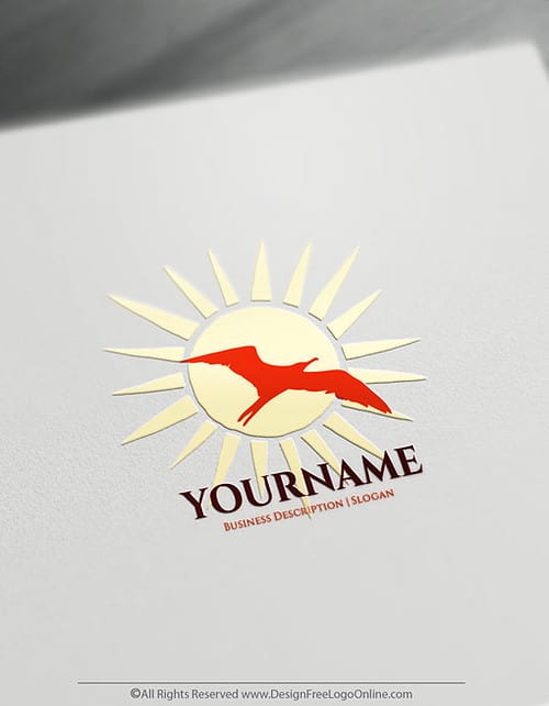 Create Your Own Seagull Logo Ideas - Seagull Sun Logo Template