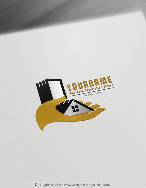Make a realtor logo free without registration. use the the hand holding a house logo template