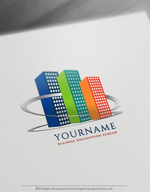 Colorful realty buildings logo maker