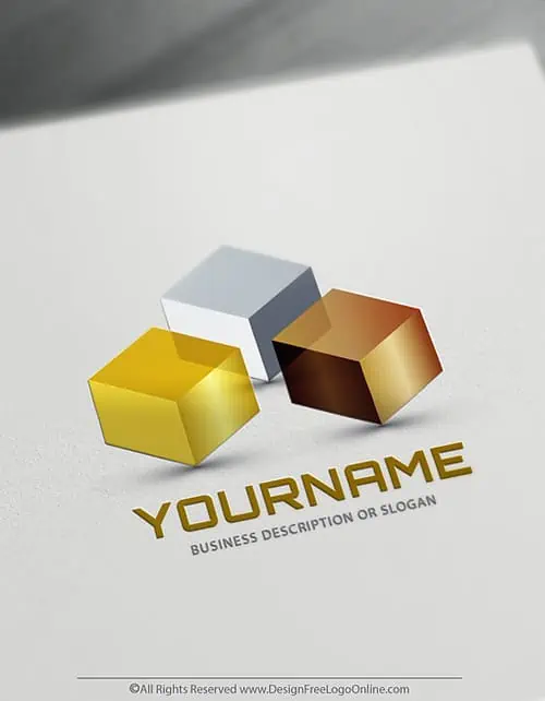 Create Your Own 3D Gold Cubes Logo Free