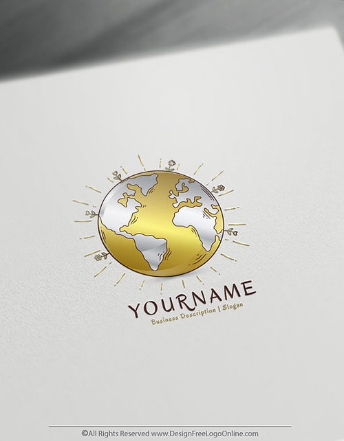 Create a golden globe logo for free with our Hand Drawn Mother Earth Logo Template