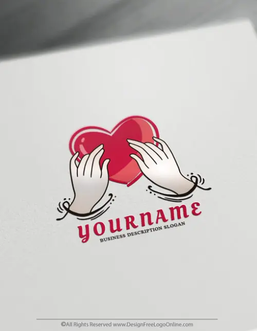 Create Hand Drawn Logo with Hands holding a heart Logo Template