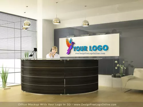 Office Mockup with 3D Logo