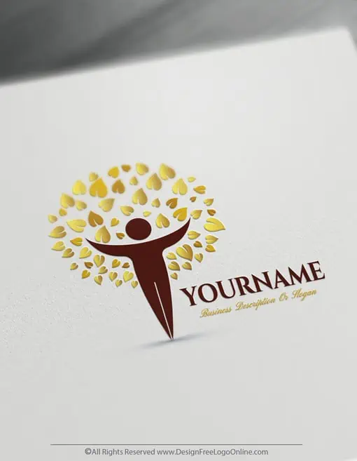 Gold Human Tree Logo Design Maker
