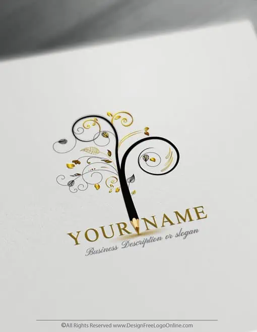 Design A Golden Tree Pencil Logo 