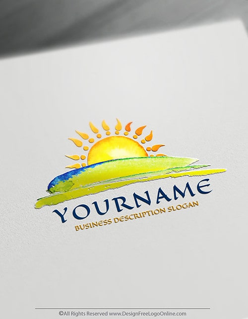 Create a Sunset Logo Free - Watercolors Landscape Logo Design