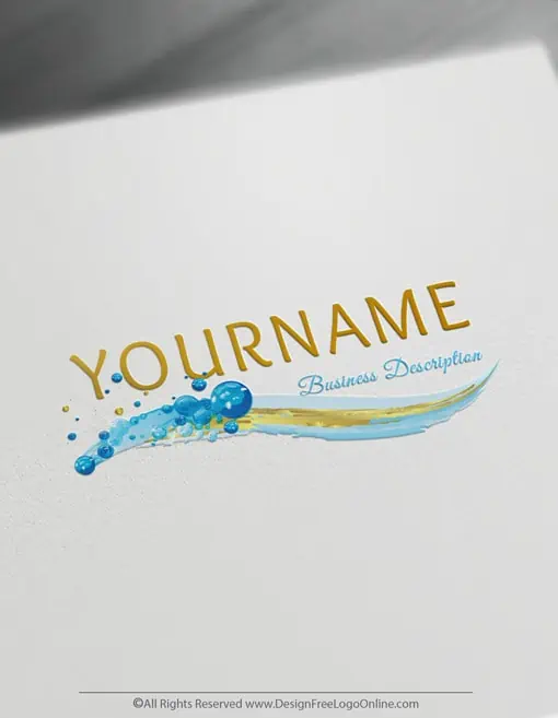 無料ロゴメーカー - オンライン手描きの泡の水のロゴテンプレート 4 化粧品のロゴに金色の波