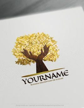 Create online hands holding tree Logo with Free Logo Creator