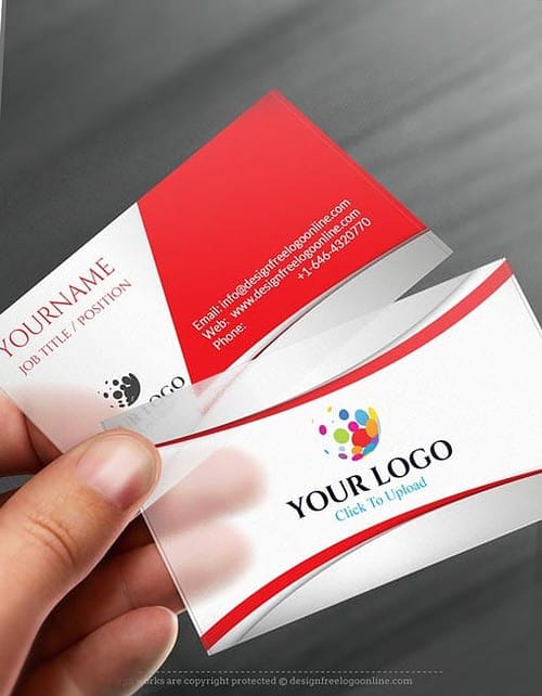 Online Business Card Maker app - 3D Red Business card Template