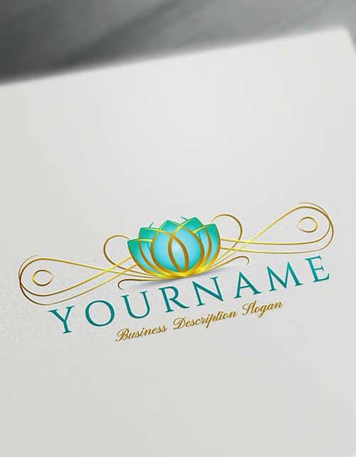 Decorative Blue Lotus Logo Design Free Lotus Logo Maker Online