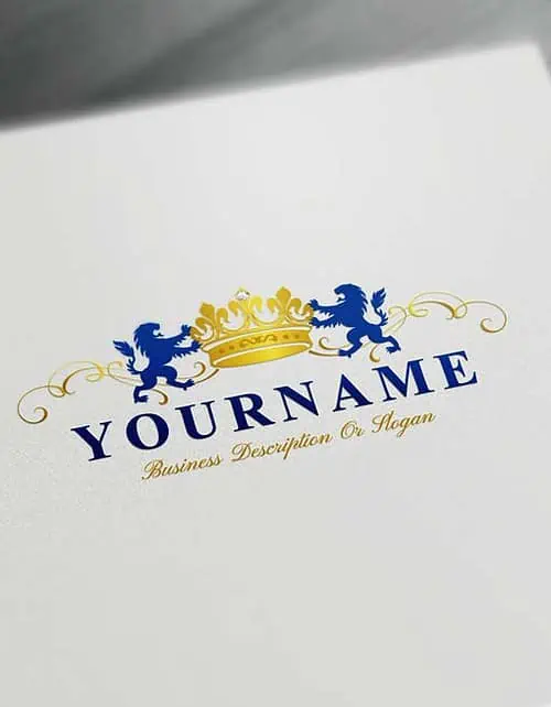 Royalty Crest blue lions logos Design your own crown Logo with the free Vintage logo maker