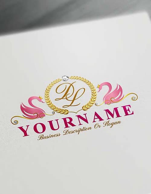 Online Pink Swans Logo Template Free royalty Letters Logo Maker