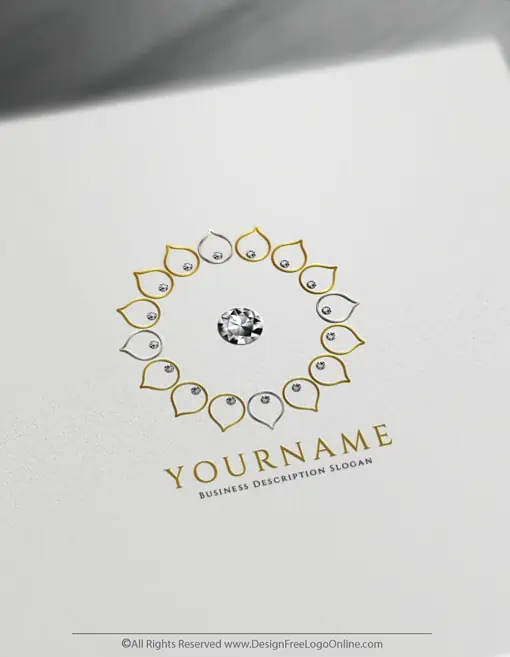 Golden Geometric Diamond Flower Logo Maker