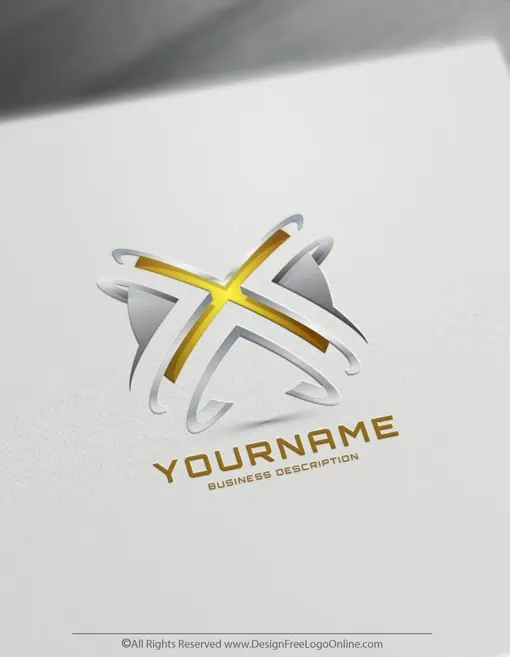 Gold 3D logotype with X letter