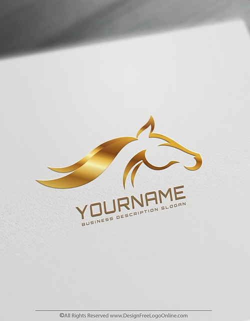 Golden Horse Head Logo Design Maker