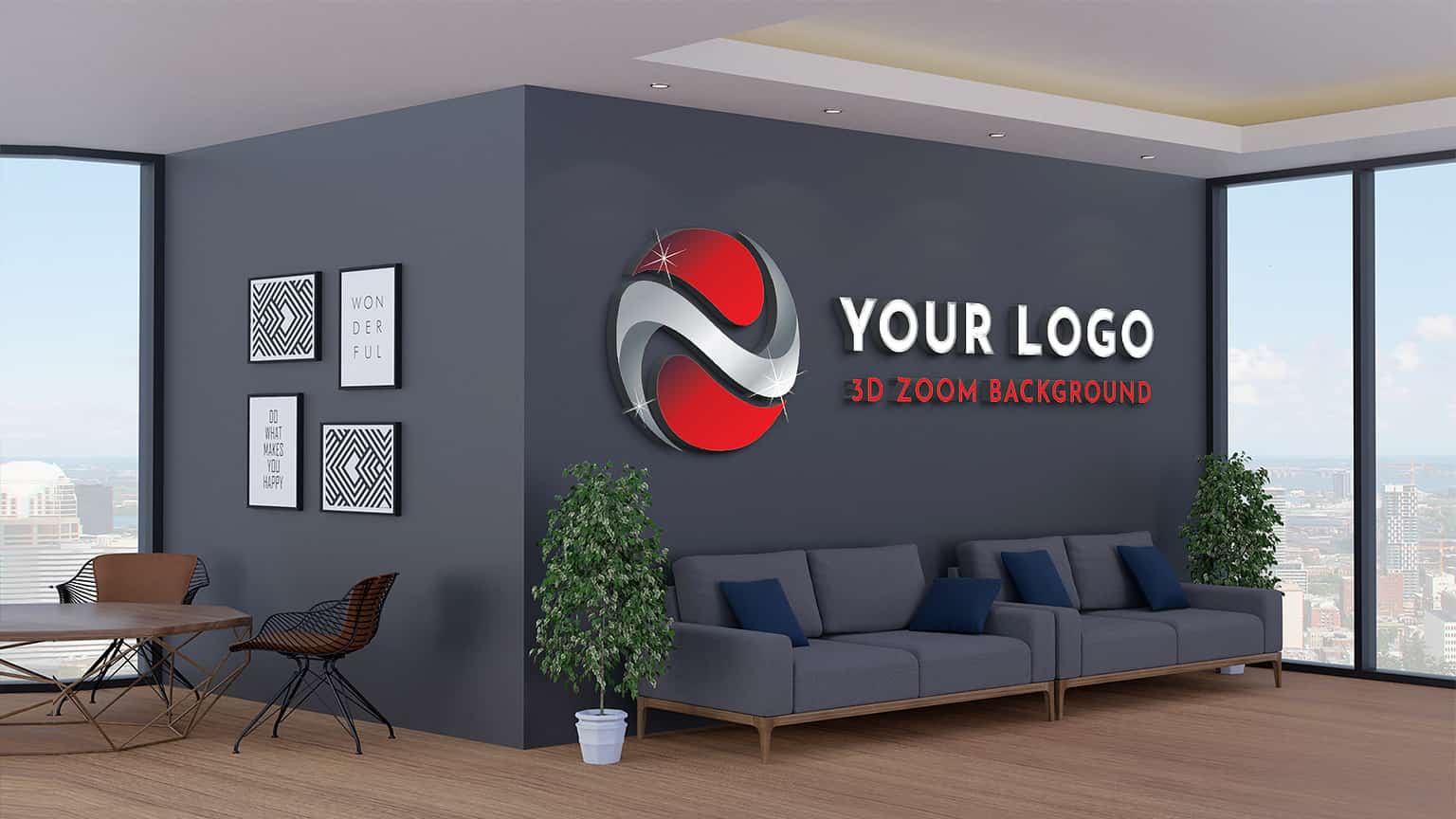 3d Zoom Background Logo 3d Virtual Office Logo Mockup