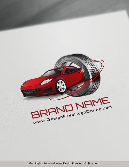 Modern Red Sports Car Tire Logo Design Maker