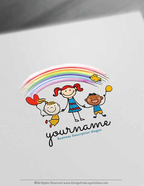 Hand-Drawn Rainbow Children Logo Maker