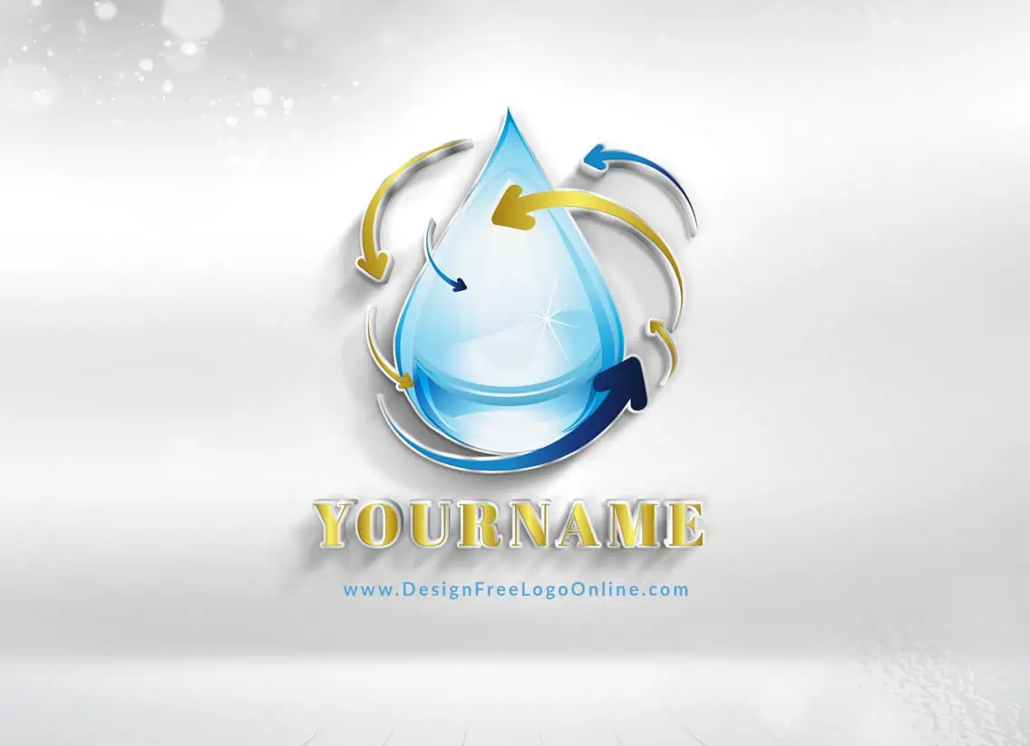 Create le vostre idee di logo per la pulizia delle gocce d'acqua in 3D