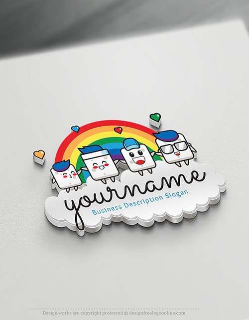Modern Rainbow Kids Logo Maker