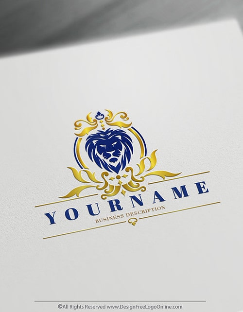 vintage blue lion logo maker