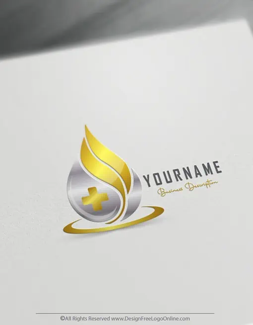 Salute Creatore di logo con goccia di olio d'oro