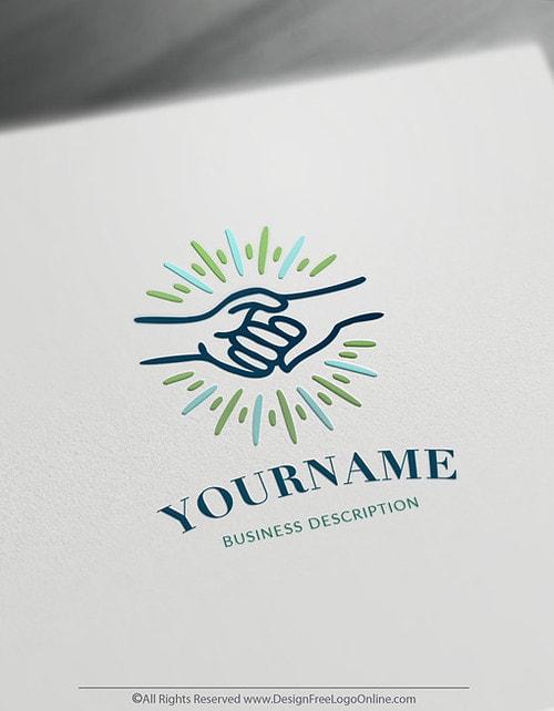Online Holding Hands Logo Design