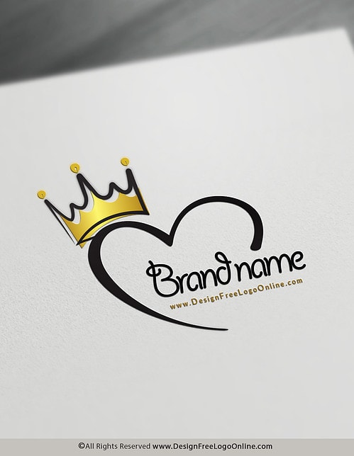 Hand Drawn Heart Logo With Crown Image