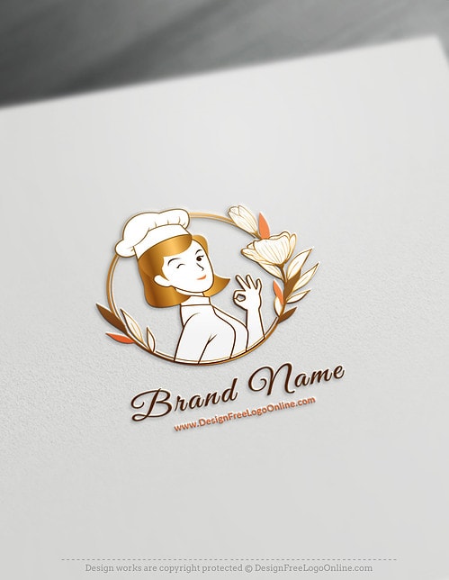 online modern female chef logo