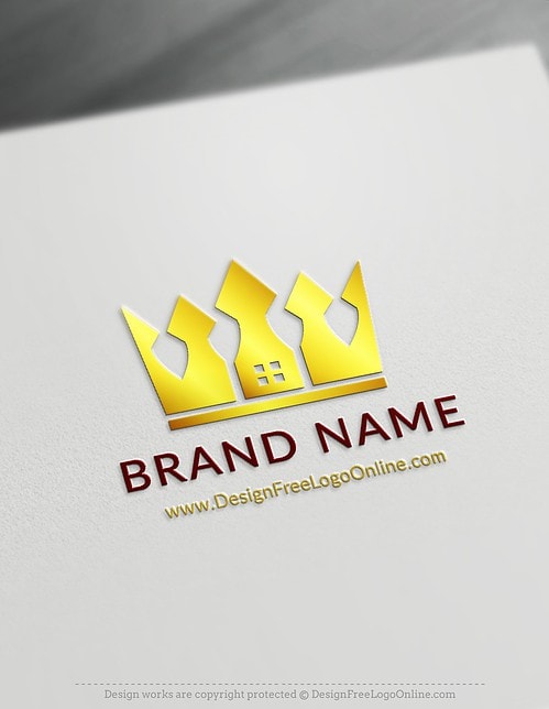 Luxury Real Estate logo with crown house logo maker