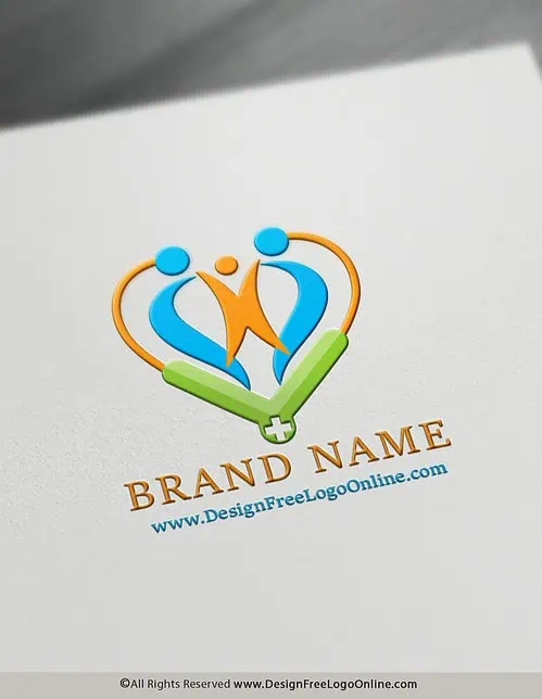 Clinic Logo With Heart And Statoscope