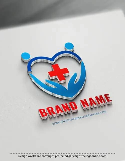 Family Medical logo hands holding heart