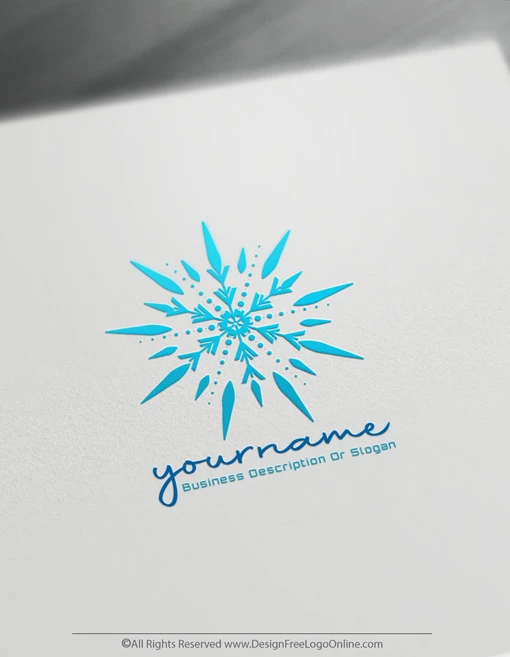 minimalist blue Snowflake Logo Maker minimalist blue Snowflake Logo Maker